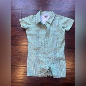 Baby Blue Quail Guayabera Short Sleeve Jumpsuit Romper 6-12 month UPF